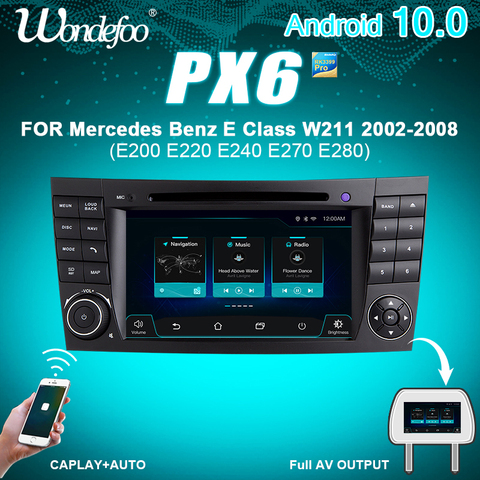 PX6 2 DIN Android 10 автомобиль радио для Mercedes Benz e-класс W211 E200 E220 E300 E350 E240 E270 E280 W219 2DIN Авто аудио GPS навигация ► Фото 1/6