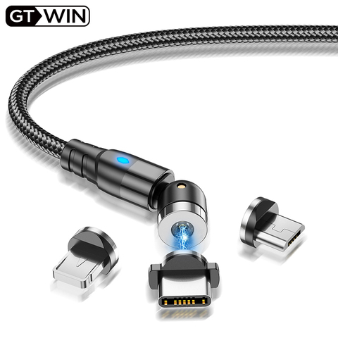 Магнитный USB-кабель GTWIN для зарядки iPhone, зарядное устройство с поворотом на 540 градусов, кабель USB Type-C для Xiaomi, Samsung, Магнитный зарядный кабель ... ► Фото 1/6