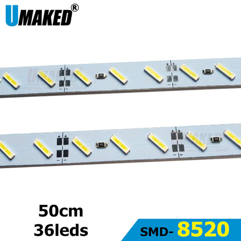 Жесткая алюминиевая Светодиодная лента, 50 см, 12 В, супер яркая, SMD36, SMD, 18 светодиодов, жесткая, жесткая, 10 шт./лот, 8520 ► Фото 1/4