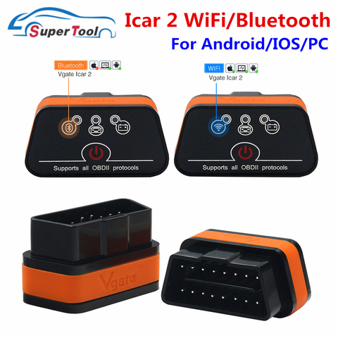 Автомобильный сканер Vgate Icar2 Bluetooth WIFI V1.5 Vgate Icar 2 Bluetooth Wi-Fi для IOS/Android/ПК Vgate Icar2 OBD2 диагностический инструмент ► Фото 1/6