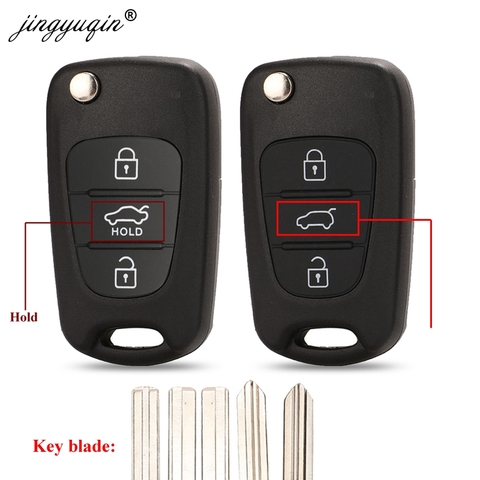 Чехол для ключа с дистанционным управлением jingyuqin, 10 шт./лот, для Hyundai Avante I30 IX35 Kia K2 K5 Sorento Sportage, 3 кнопки, Автомобильный складной чехол для ключа ► Фото 1/5