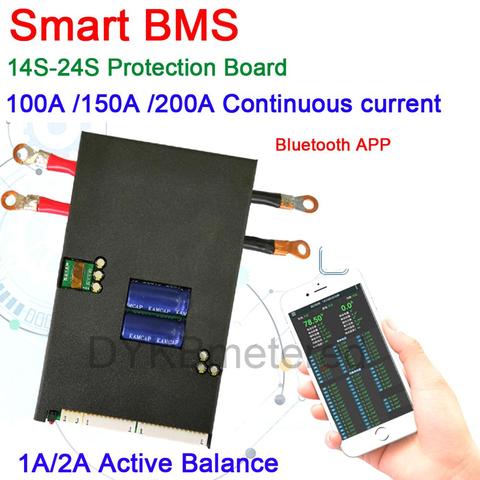 Плата защиты активного баланса 14S- 24S 1A/2A, умное Bluetooth-приложение BMS Lifepo4, литий-ионная, LTO, литиевая батарея 16S 20S, 100 А 150 А 200 А ► Фото 1/6
