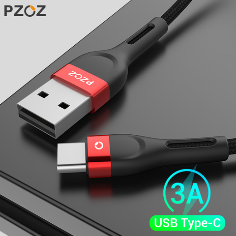 Кабель PZOZ USB C Type C, кабель для быстрой зарядки и передачи данных, зарядное устройство usb-c для телефонов Xiaomi 7, 8, 9 Pro, max, кабель USB C Type-c ► Фото 1/6