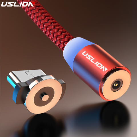Магнитный кабель USLION 3 м Micro USB для Samsung Android мобильный телефон Type-c, зарядка для iPhone XS XR 8, магнитное зарядное устройство, провод, шнур ► Фото 1/6