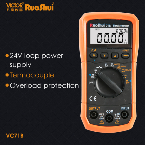 Генератор сигналов RuoShui 71B (victor VC71B), постоянный ток, V/mA, термопара K/E/J/T/B/R/S/N, цифровой мультиметр, контурный симулятор, 24 В ► Фото 1/6