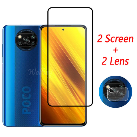 Закаленное стекло с полным покрытием для Xiaomi Poco X3, защита для экрана NFC для Xiaomi Poco X3, стекло для камеры NFC для Xiaomi Poco X3, стекло ► Фото 1/6