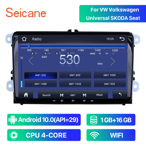 Автомагнитола Seicane, Android 9,1, GPS для VW Volkswagen Golf, Polo, Tiguan, Passa, MK5, MK6, Jetta, Touran Seat, CANBUS, Wi-Fi, Mirror Link ► Фото 1/6