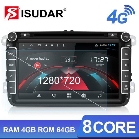Автомагнитола Isudar H53 2 Din, 4G, Android, мультимедийный проигрыватель для VW/Volkswagen/POLO/Golf/Skoda/Seat/Leon/PASSAT B6, автомобильная камера GPS, USB DVR ► Фото 1/6