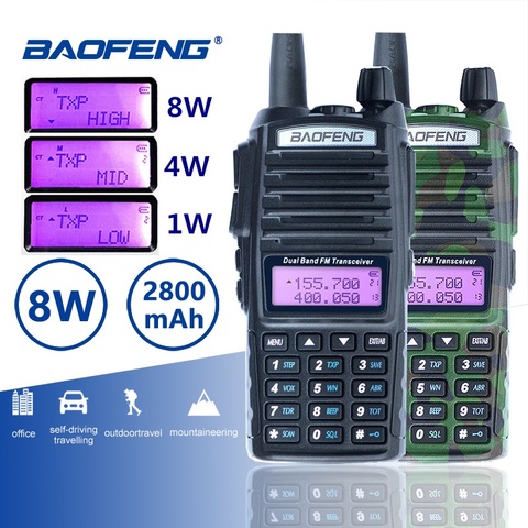 Baofeng UV-82 иди и болтай Walkie Talkie 8 Вт Dual PTT двухстороннее радио двухдиапазонный Портативный UV 82 трансивер UV82 Woki токи сертификатом от сертификацио... ► Фото 1/6