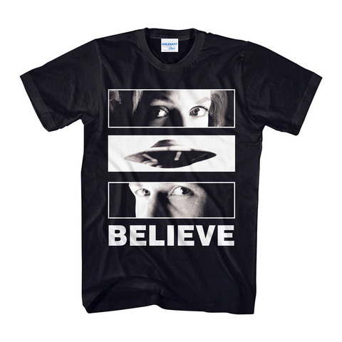 Мужская хлопковая летняя футболка с принтом Unny, новинка, футболка в стиле хип-хоп, рок, Мужская футболка с надписью X-Files Believe Eyes Black, футболка для взрослых Hunter ► Фото 1/2