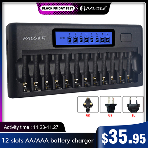 Зарядное устройство PALO на 4-48 ячеек AA AAA, умные зарядные устройства для батарей 1,2 в AA AAA 2A 3A ni-mh ni mh ► Фото 1/6