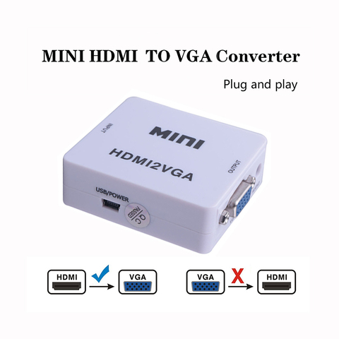 Преобразователь 1080P MINI HDMI-VGA с аудио HDMI2VGA адаптер для видеобокса Xbox360 PC DVD PS3 PS4 ► Фото 1/5