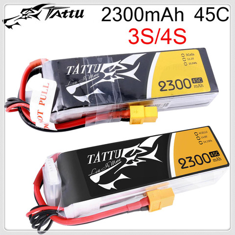 Литий-полимерный аккумулятор Tattu 2300 мАч Lipo 3S 4S 11,1 В 14,8 в 45C XT60 Plug FPV Для дрона с рамой FPV, радиоуправляемого вертолета, самолета, автомобиля ► Фото 1/5