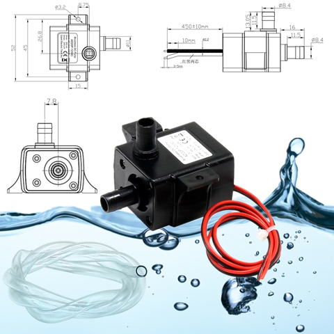 Водяной насос 12 В Ultra-quiet4.2W 240 л/ч, водостойкий Бесщеточный насос, Погружной водяной мини-насос ► Фото 1/6