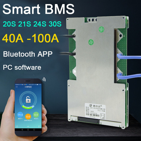 DYKB 30S 24S 21S 20S smart BMS 40A 60A 80A 100A 3,7 В литий-ионная Защитная плата с балансиром lipo, приложение Bluetooth с высоким током ► Фото 1/6