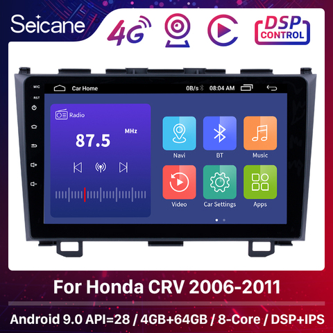 Автомагнитола Seicane, 2DIN, Android 9,0, Wi-Fi, GPS-навигация для Honda CRV 2006, 2007, 2008, 2009, 2010, 2011, головное устройство мультимедийного Проигрывателя ► Фото 1/6