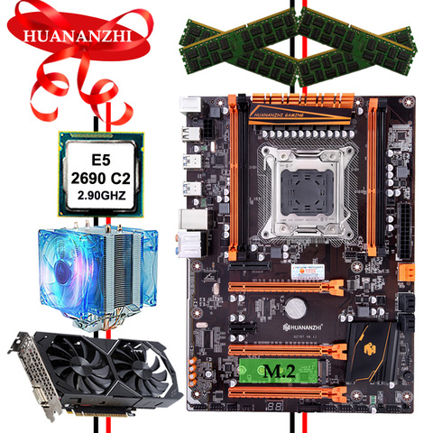 HUANANZHI deluxe X79 игровая материнская плата с M.2 слотом дешевая Материнская плата Процессор Xeon E5 2690 ram 64G видеокарта GTX1050ti 4G ► Фото 1/6