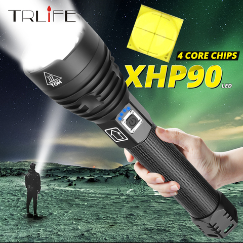 Xlamp XHP70.2 XHP90 светодиодный фонарик, супер мощный светодиодный фонарь USB XHP50 тактический фонарь с зумом 18650 26650 аккумуляторная батарея ► Фото 1/6