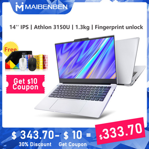 Ноутбук MAIBENBEN Maibook S431, 2022 новый процессор AMD Athlon Gold 3150U 14 дюймов IPS 8 Гб DDR4 + SSD, металлическая разблокировка отпечатком пальца одной рукой openin ► Фото 1/6