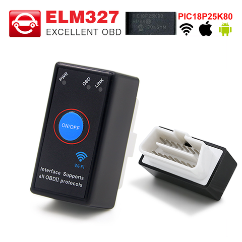 Автомобильный диагностический сканер ELM327 V1.5 с чипом PIC18F25K80 MINI ELM327 Bluetooth/Wifi OBD2, считыватель кодов для Android 12 В ► Фото 1/6