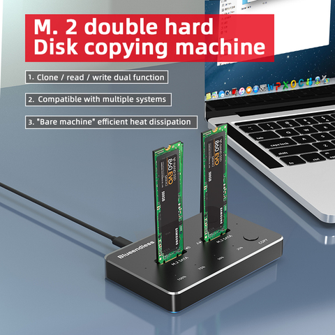 Внешний корпус для жесткого диска Dual Bay NVME M.2, эффективная док-станция для рассеивания тепла, корпус для жесткого диска типа C, корпус для офлайн-клонирования ► Фото 1/6