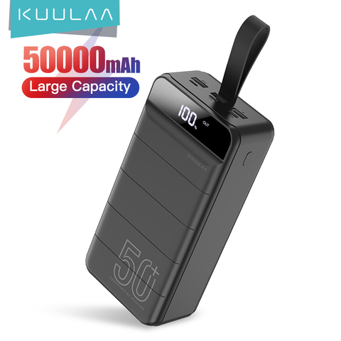 KUULAA внешний аккумулятор 50000 мАч портативное зарядное устройство 50000 мАч USB внешний аккумулятор зарядное устройство для Xiaomi Mi iPhone 9 8 ► Фото 1/6
