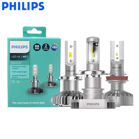 Philips Ultinon светодиодный H4 H7 H8 H11 H16 9003 HB2 12 в 6000K яркие автомобисветодиодный светодиодсветильник фары, Автомобильные противотуманные фары + 160% б... ► Фото 1/6