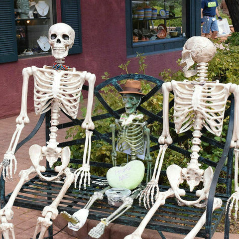 Poseable полноразмерный человеческий скелет, украшение на Хэллоуин, реквизит для вечеринки, новый скелет на Хэллоуин ► Фото 1/5
