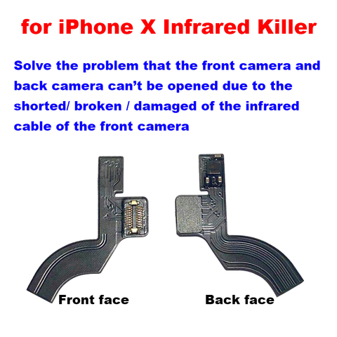 Для iPhone X решить фронтальную камеру и заднюю камеру не может открыть, вызванный фронтальной камерой инфракрасный гибкий кабель сломанный короткий поврежденный ► Фото 1/5