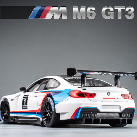 1:24 BMW M6 GT3, свободная подсветка, светильник ный гоночный автомобиль, модель игрушки, литой металлический сплав, миниатюрная Реплика ► Фото 1/5