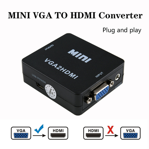 1080P мини-телефон с аудио VGA2HDMI видео бокс адаптер для ноутбука ПК для проектора HDTV ► Фото 1/6