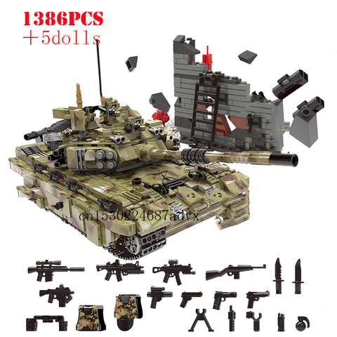 Военные русские танковые строительные блоки T90 Army Panzer Tiger Technic WW2 Weapon City, развивающие кирпичи, игрушки для детей, подарки для детей ► Фото 1/6