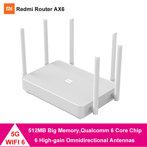 Xiaomi Redmi Router AX6 Wifi 6 6-ядерный 512M сетчатый домашний IoT 6 усилитель сигнала 2,4G 5 ГГц 2 + 4 PA автоматически адаптированный двухдиапазонный OFDMA ► Фото 1/6