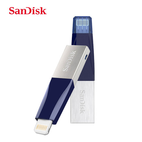 Флэш-накопитель Sandisk iXPAND USB 3,0 OTG, 64 ГБ, флэш-накопитель с разъемом Lightning на металлический, 128 ГБ, 256 ГБ, U-диск для iPhone, iPad, iPod, карта памяти ► Фото 1/6