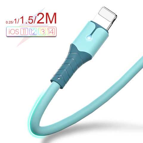 USB-кабель для передачи данных для iPhone 12 Mini 12 Pro Max X XR 11 XS 8 7 6s, зарядный кабель из жидкого силикона, USB-кабель для передачи данных, зарядный кабель для телефона ► Фото 1/6