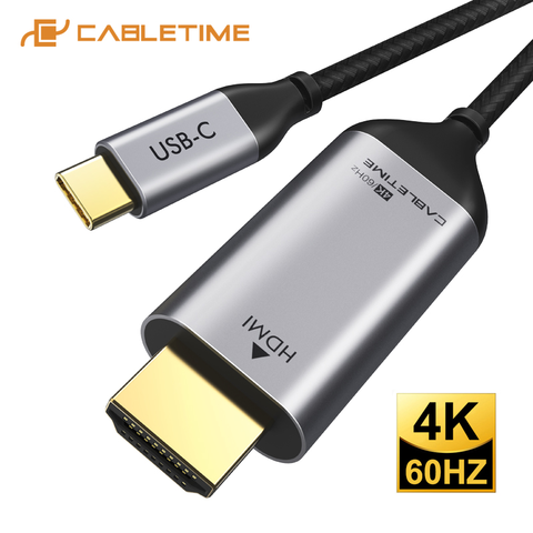 Кабель CABLETIME с USB C на HDMI, 4k, hdmi-кабель 4K, 60 Гц, Type C, HDMI, Thunderbolt 3, для Samsung, Huawei mate 20, pro USB-C HDM C029 ► Фото 1/6