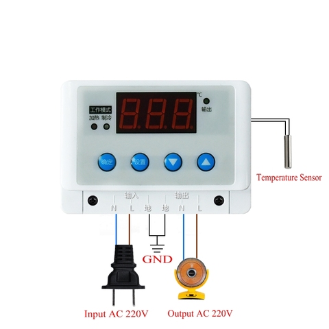 Цифровой термостат XH-W3101 AC 220 В 5000 Вт, регулятор температуры, переключатель контроля температуры, настенный, подвесной, обогревающий, охлаждающий ► Фото 1/6