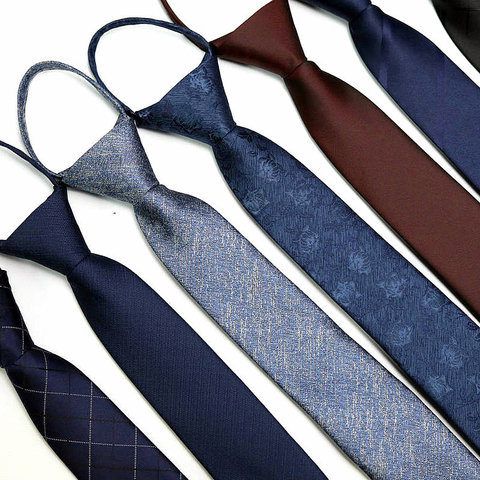 Мужской галстук на молнии 48*6 см, 1200pin, 6 см, тонкие галстуки на молнии, модные деловые, повседневные, ленивые галстуки для мужчин, однотонные галстуки в полоску ► Фото 1/6