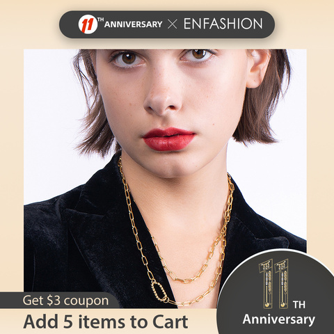 ENFASHION полая длинное ожерелье колье цепи Nnecklaces для женщин Золотой Цвет из нержавеющей стали ювелирные изделия подарки P203162 ► Фото 1/6