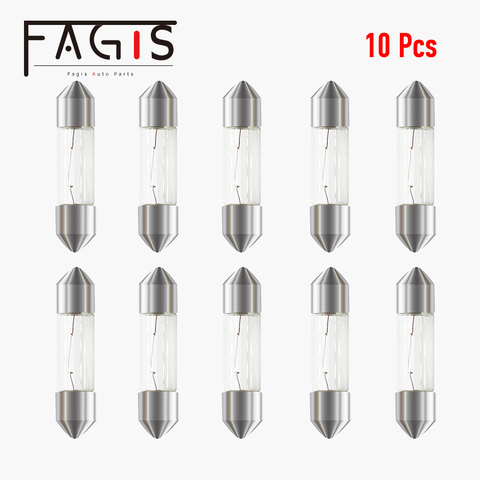 Fagis 10 шт. Festoon SV8.5 C5W 12V 5W 36mm 39mm 41mm Автомобильные Лампы Автомобильные галогенные лампы Автомобильный номерной знак внутренний светильник для ч... ► Фото 1/4