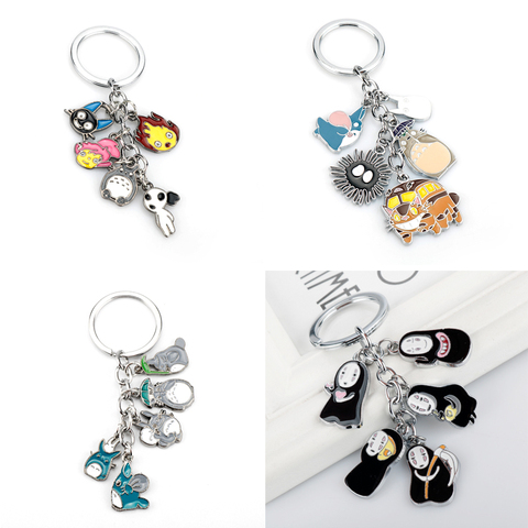 Брелок Тоторо из металла с аниме, брелок для ключей Tonari no My Neighbor Totoro, миниатюрная фигурка Мэй, брелок для ключей с узором, подарок для женщины ► Фото 1/6