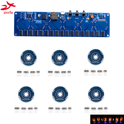 Набор электронных часов zirrfa 5 В, in8, in12, in14, in16, in17, Nixie, цифровой светодиодный Подарочный комплект с печатной платой, PCBA, без трубок ► Фото 1/6