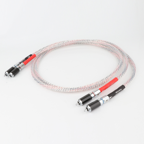 Пара посеребренных аудио соединительных кабелей Nordost Valhalla 7N с углеродным волокном Rhdoium-Plated RCA Plug Connector ► Фото 1/6