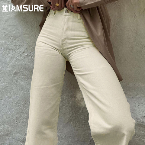 IAMSURE свободные джинсы для женщин с завышенной талией Прохладный размера плюс брюки для девочек в винтажном стиле; Повседневная полной длины брюки с широкими штанинами Высокая уличная одежда Y2K ► Фото 1/6