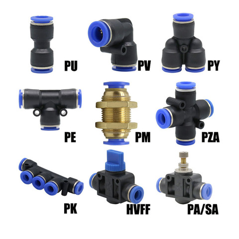 Пневматические Фитинги PY/PU/PV/PE водопроводные трубы и соединители труб прямая тяга от 4 до 16 мм/PK пластиковые шланги быстроразъемные Муфты ► Фото 1/6