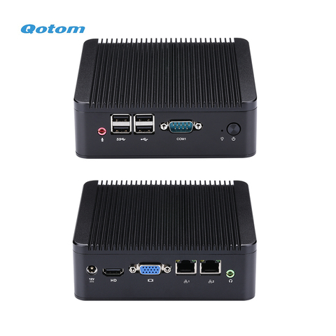 QOTOM мини-ПК Core i3 процессор, Dual LAN Mini PC с последовательный порт, мини настольный компьютер Linux ► Фото 1/6