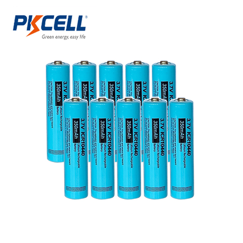 10xPKCELL AAA батарея 3,7 V 350mAh литиевая Кнопка Топ ICR10440 10440 aaa литий-ионная аккумуляторная батарея ► Фото 1/5