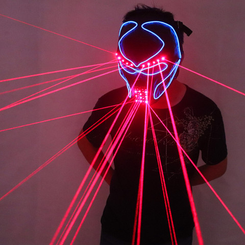 Модная красная лазерная маска, светящаяся Лазерная светильник ка для лица, лазерная маска для шоу и Хэллоуина, лазерные сценические принадл... ► Фото 1/6