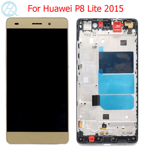 Оригинальный ЖК-дисплей для Huawei P8 Lite 2015, дисплей с рамкой и сенсорной панелью, экран 5,0 дюймов, P8 Lite, искусственная яркость, ЖК-дисплей в сборе ► Фото 1/6