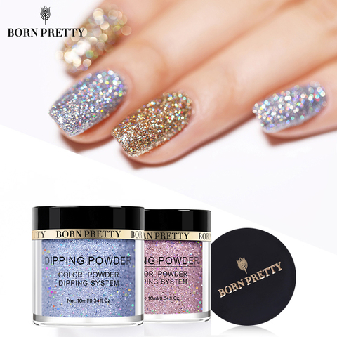 BORN PRETTY Dip порошки для ногтей, градиентные голографические украшения с блестками, долговечные порошки для ногтей, натуральные сухие без ► Фото 1/6